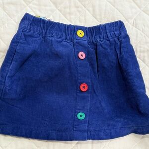 Mini Boden Kids Blue Corduroy Skirt with Colorful Buttons